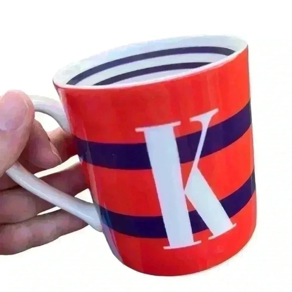 Lenox x Kate Spade By the Letter K Monogram Personalized Coffee Mug Red & Purple - Picture 1 of 8
